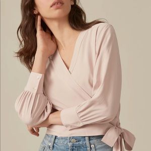 Everlane Washable Silk Wrap Top Rose Pink Sz 8